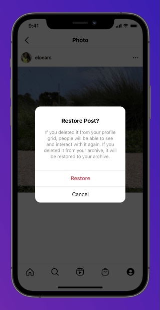 Instagram adiciona a pasta'Excluído recentemente'para removida Conteúdo