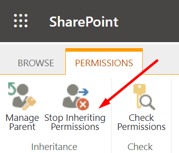 sharepoint parar de herdar permissões