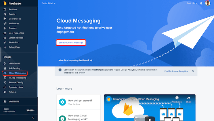 Firebase and Flutter Cloud Messaging