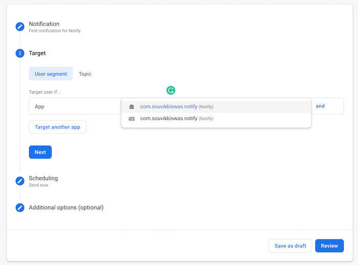 Firebase and Flutter FCM: Target