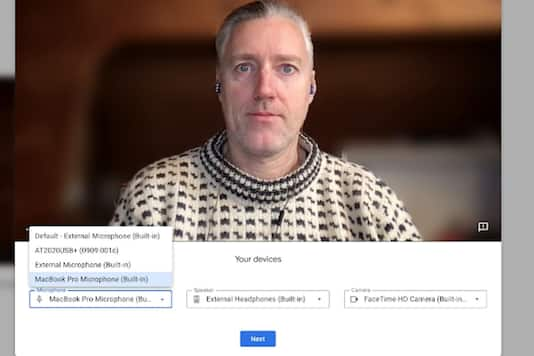 Google Meet Verifique seu botão de áudio e vídeo