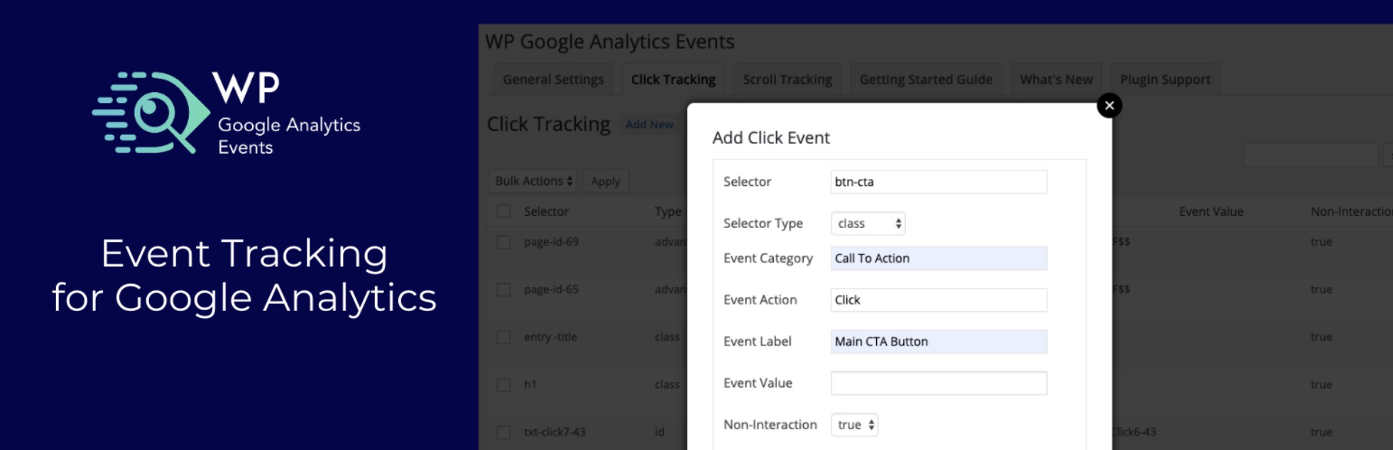 Plug-in WP de eventos do Google Analytics