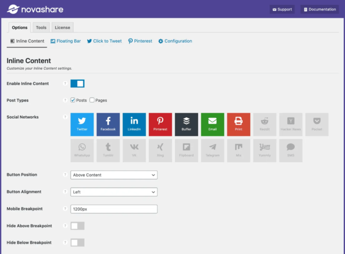 Novashare Options