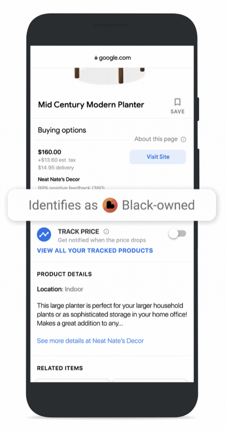 Resultados da pesquisa de compras do Google Updates com rótulo “Black-own”