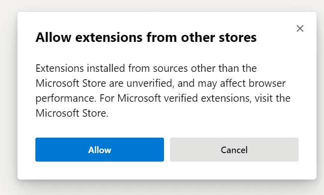 Edge Chromium permite extensões de outros navegadores