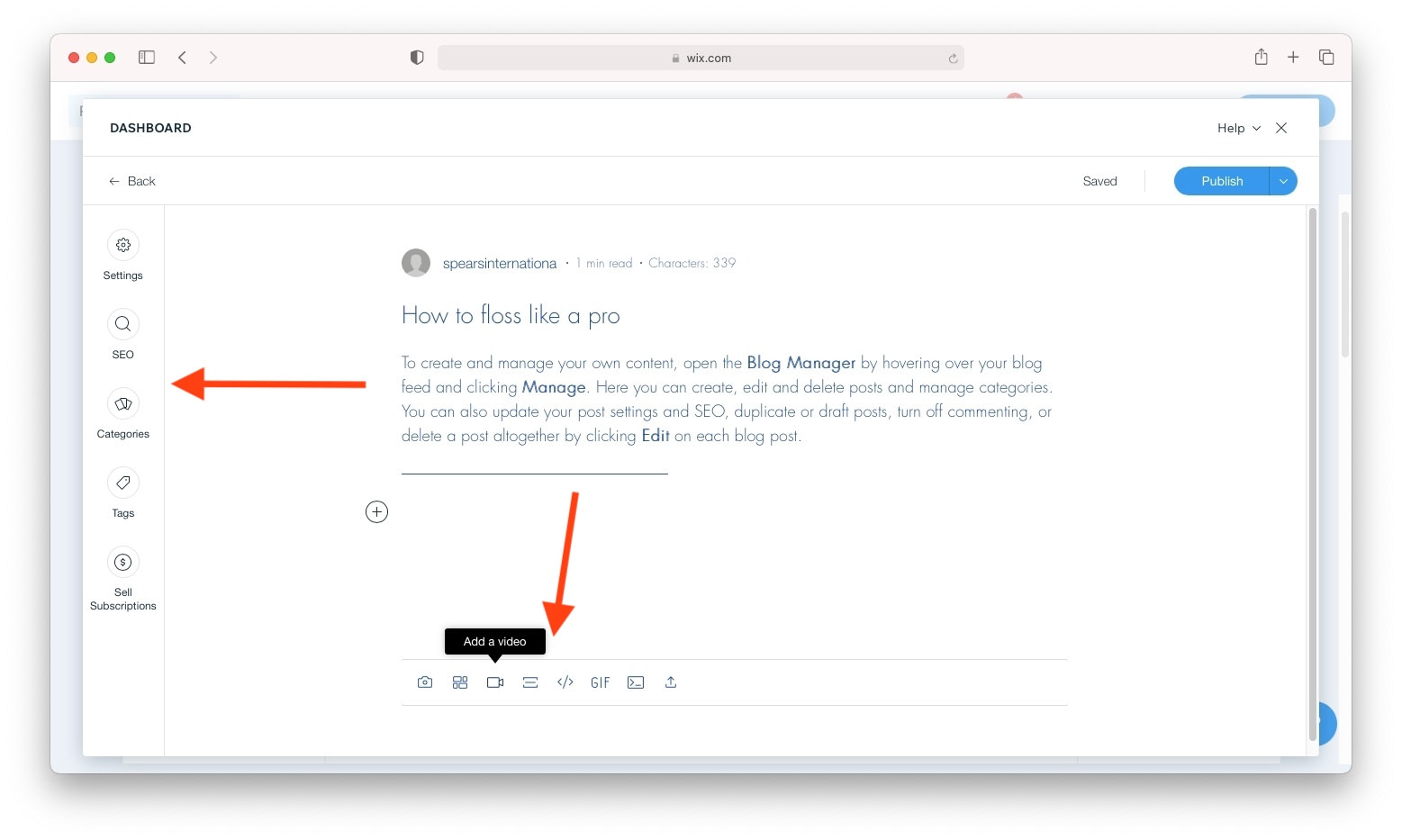 Writing a Wix blog post