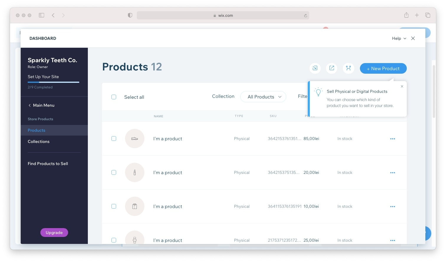 Building an eCommerce store on Wix