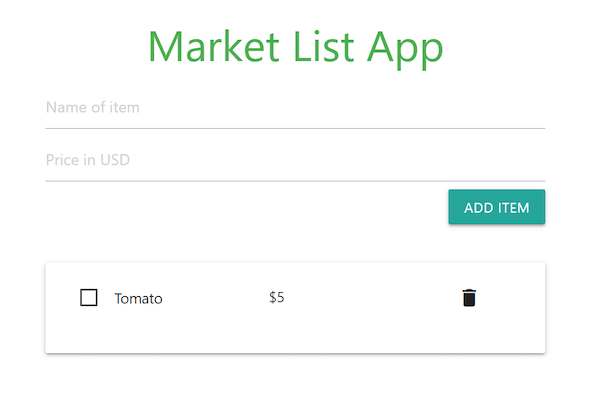 Visualização do aplicativo Market List