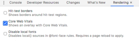 Ativar core web vitals