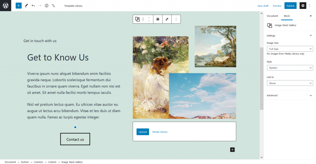 galeria de pilha de imagens