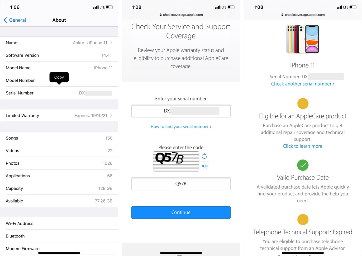 Verificar garantia do site da Apple Check Coverage