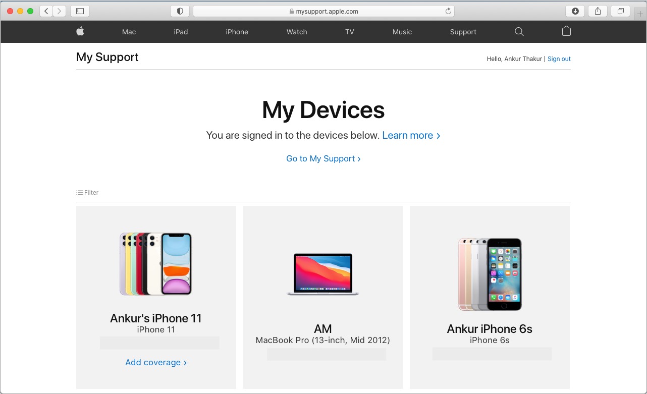 Verifique a garantia usando seu ID Apple