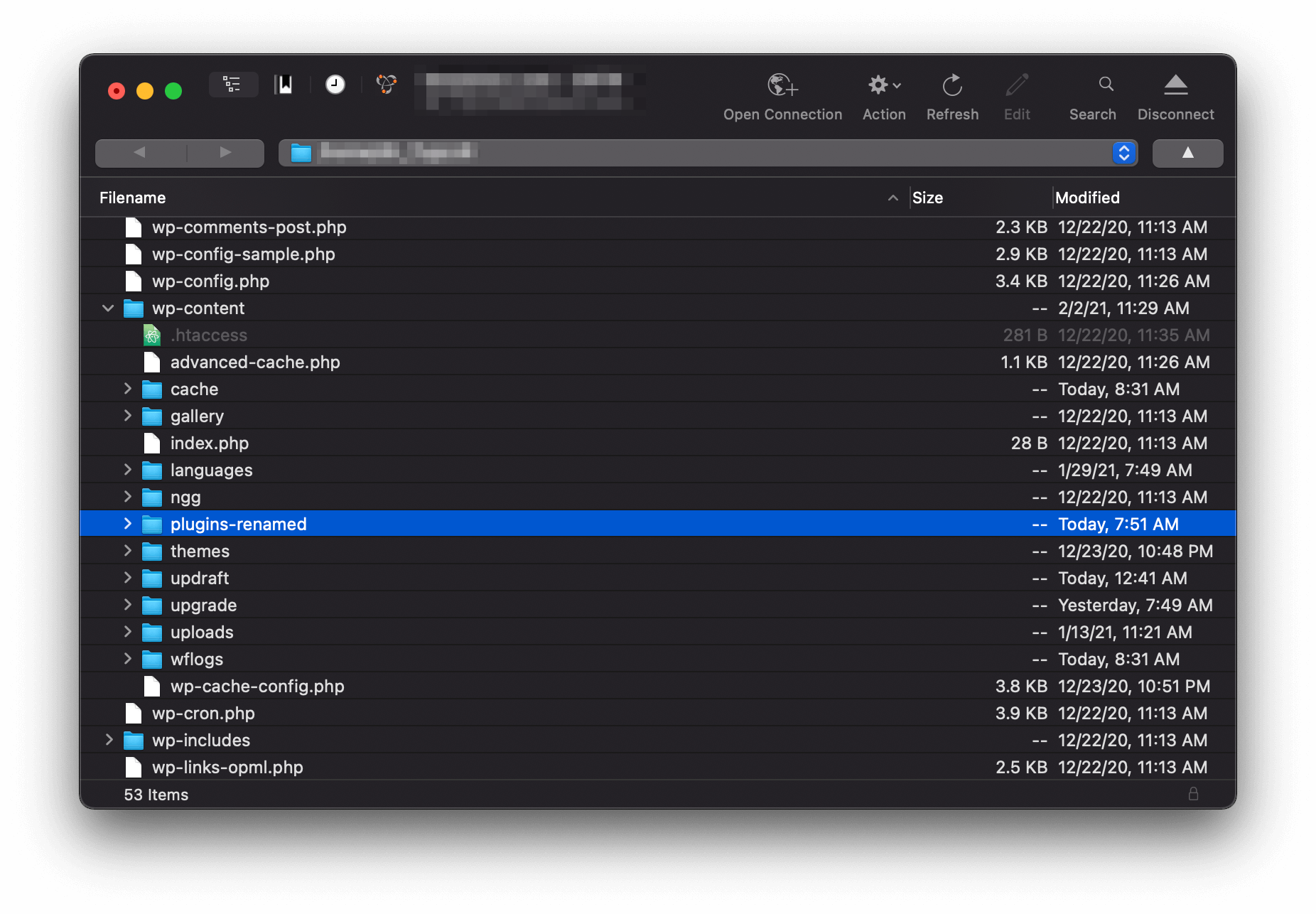 Renomeando a pasta de plug-ins.