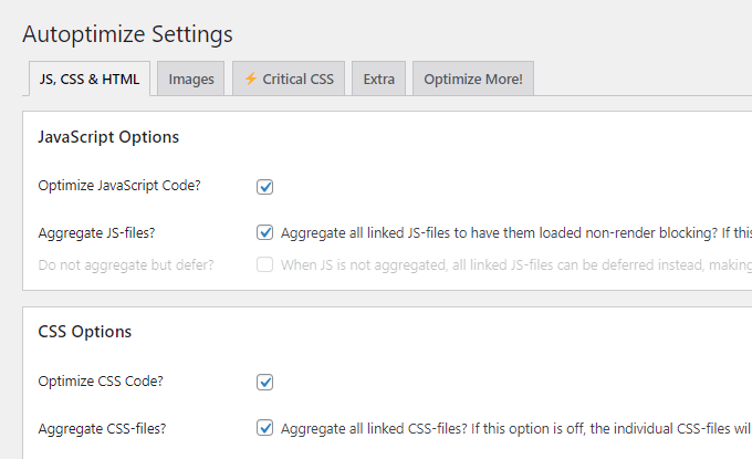 Otimizar CSS JavaScript agregado