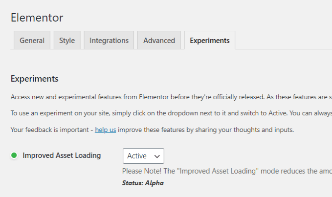 Elementor Improved Asset Loading