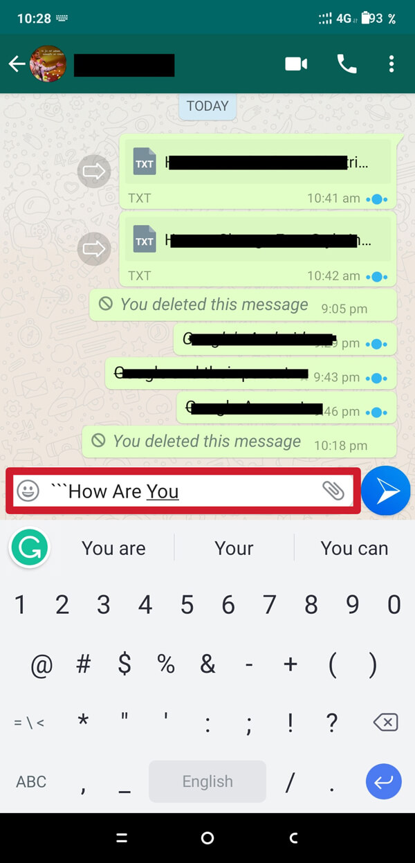 Digite sua mensagem completa