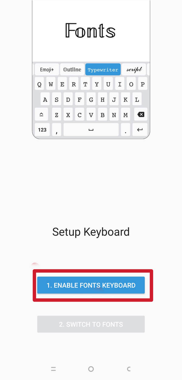 abrir o Font App. Ele pedirá permissão para