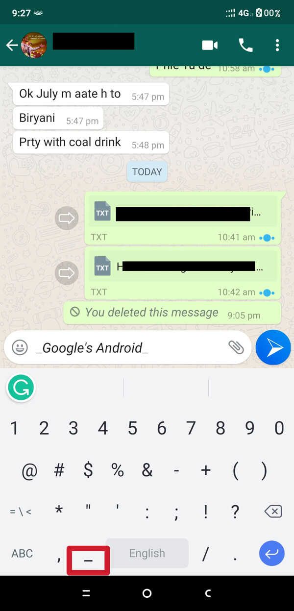 Depois de digitar toda a sua mensagem, no final, digite o sublinhado novamente.