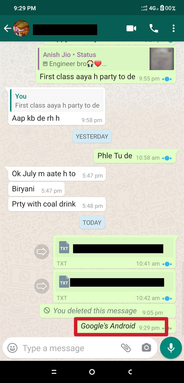 enviar a mensagem e será entregue em formato itálico.