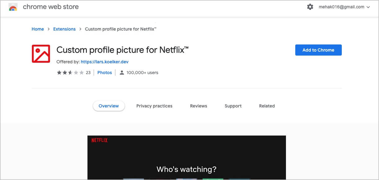 Baixar foto do perfil personalizado para extensão Netflix do Chrome
