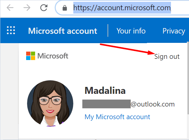 desconexão da conta da microsoft