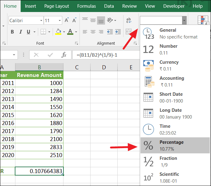 Como criar uma fórmula CAGR no Excel BR Atsit