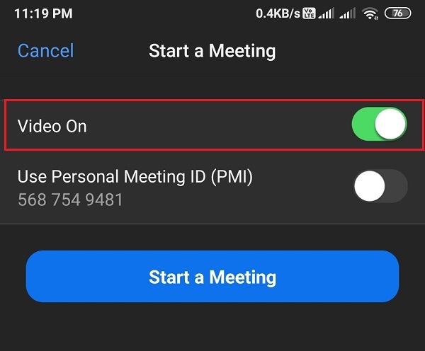 Desligue o botão para'ligar o vídeo'| Como desligar minha câmera no zoom