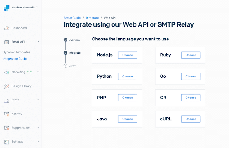 SendGrid Setu p Guia Integrar