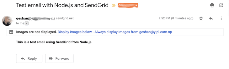 Nodejs Send Grid Test Email Inbox