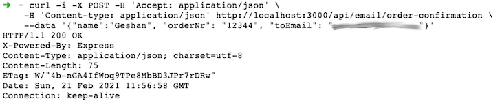 Curl Command Success 200 Response