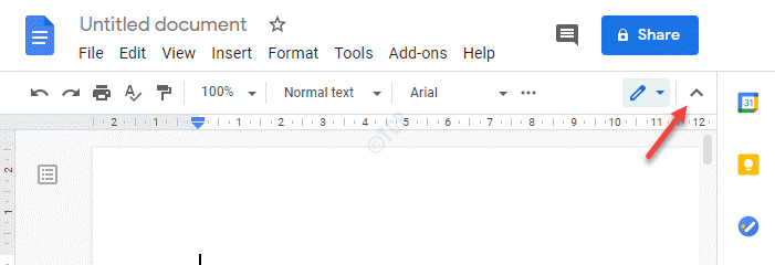 Google Docs Superior lado direito lado seta para cima Sinal