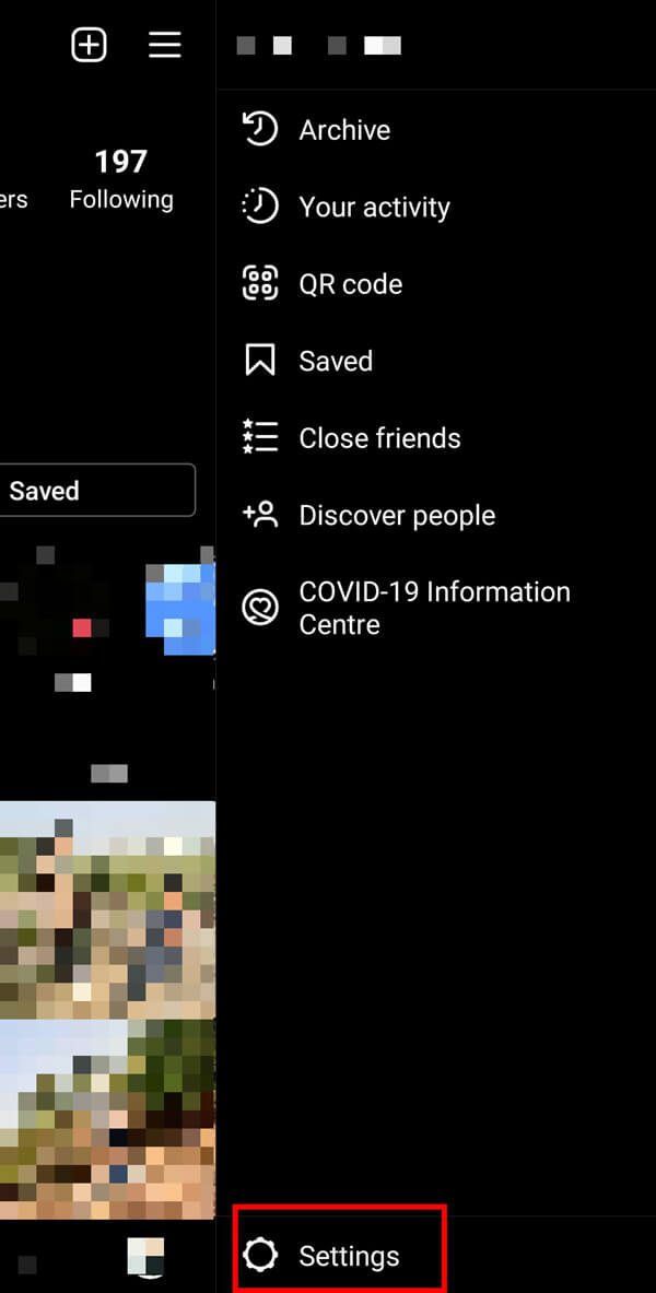 Toque no ícone Configurações na parte inferior deste menu e selecione Privacidade na próxima tela.