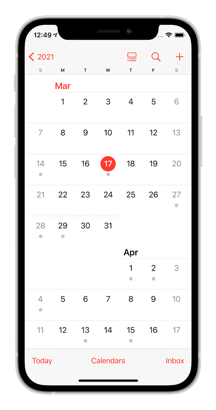 Grade L ayout Apple Calendar App