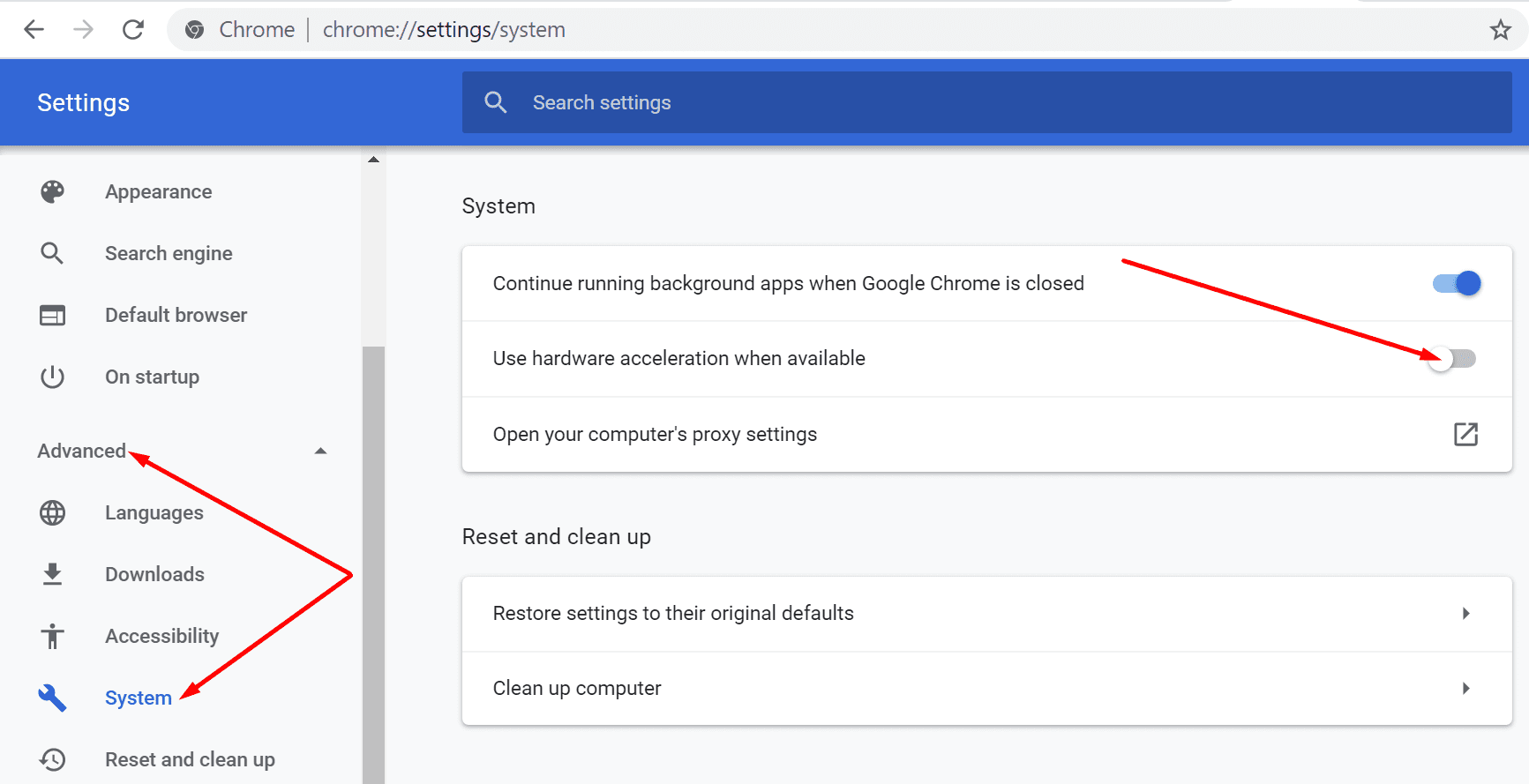 desativar aceleração de hardware google chrome