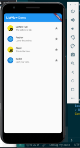 Captura de tela de smartphone apresentando uma lista com ico circular ns à esquerda de cada item da lista