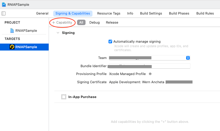 Add In-app Purchase Capability