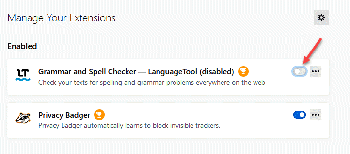 Firefox Extensions Right Side Disable
