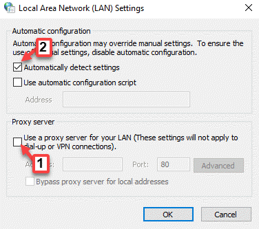 Configurações da LAN Use um servidor proxy para a sua LAN Desmarque Detectar configurações automaticamente Selecione