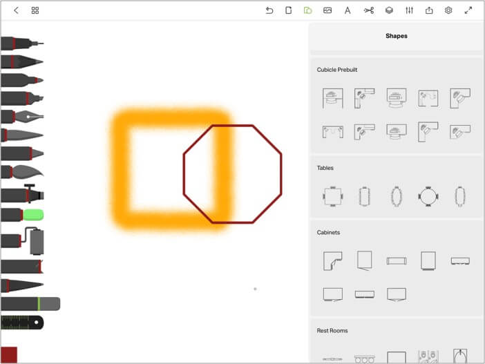 As ferramentas de Sketching capacitam o Drawing Desk no iPhone