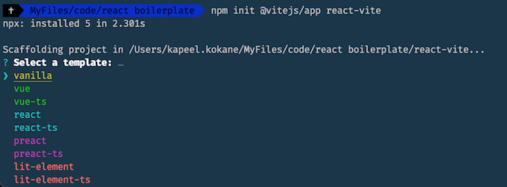 React Vite Selection Menu
