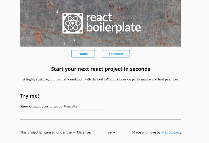 React Boilerplate Home