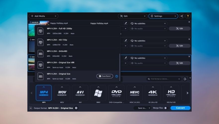 Movavi Video Converter interface