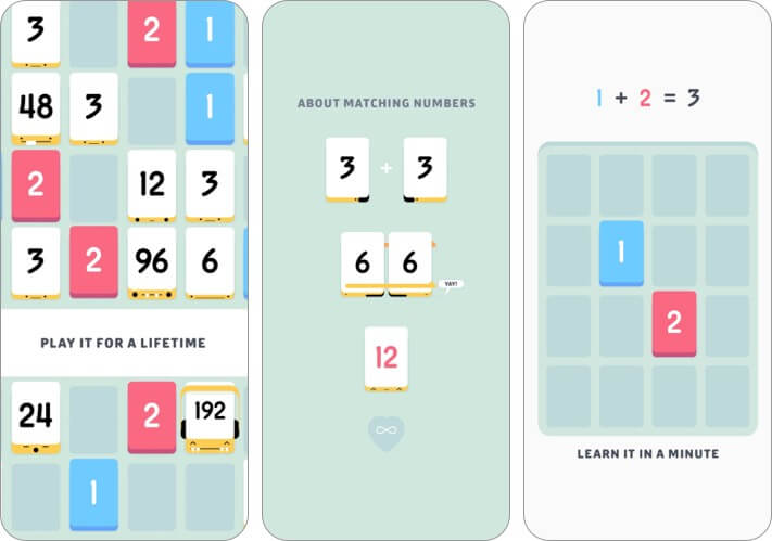 Captura de tela do jogo Threes para iPhone