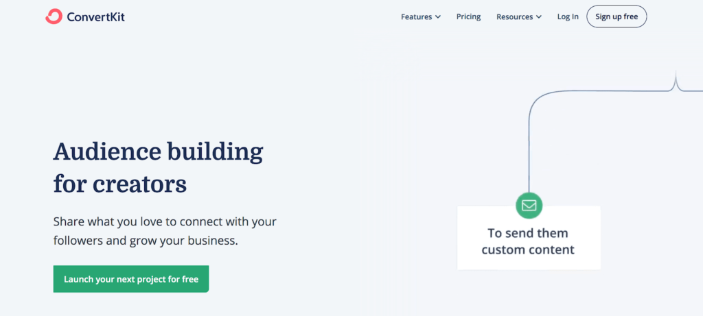 Melhores ferramentas de marketing por email-ConvertKit