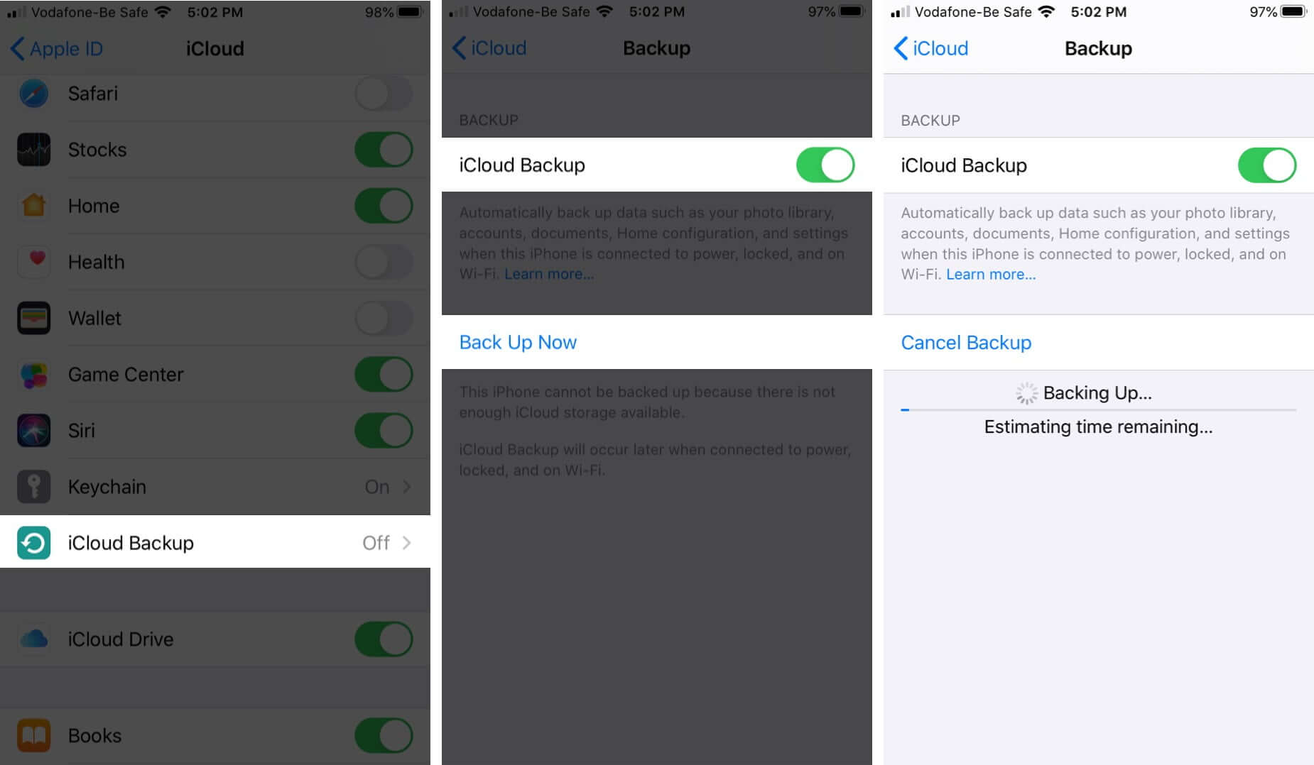 faça backup do seu iphone no icloud