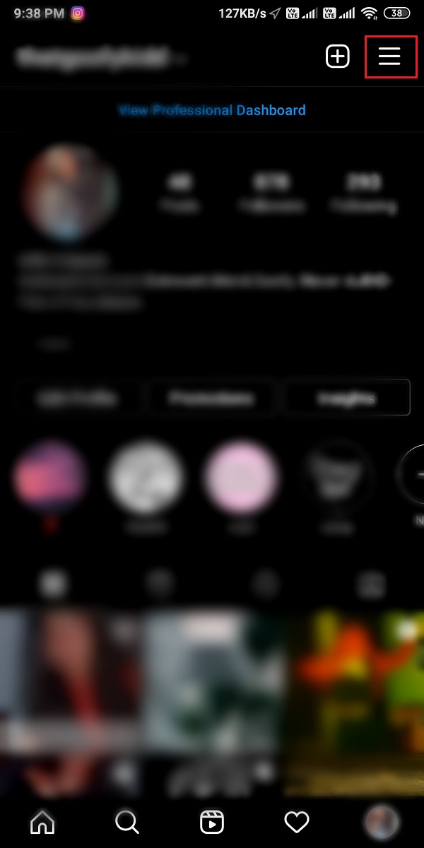 Clique nas três linhas horizontais no canto superior direito da tela | Corrigir Instagram DM não funcionando