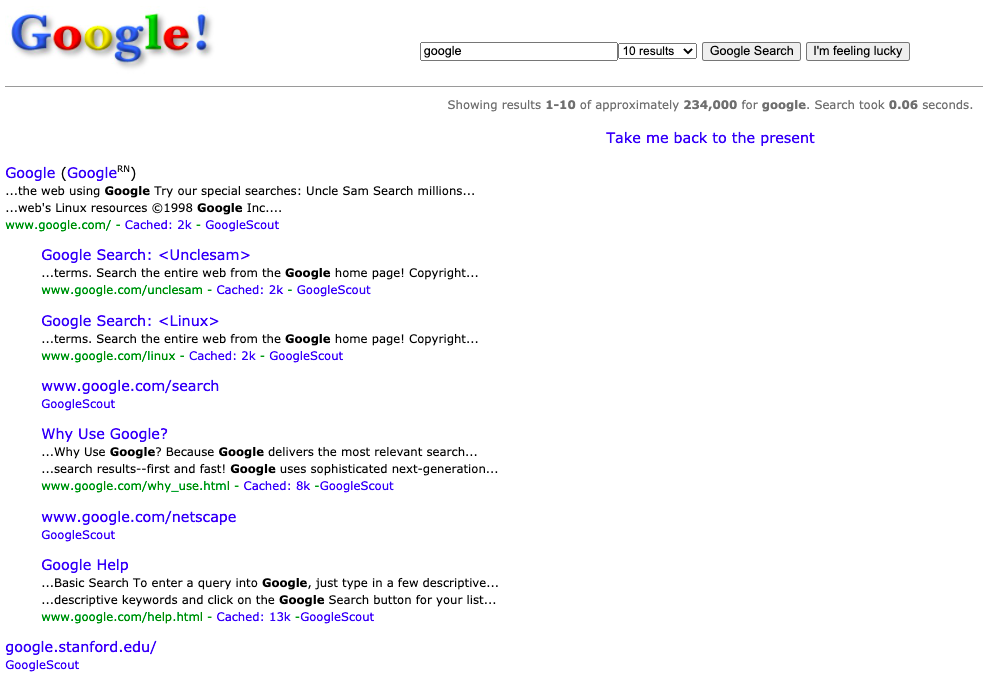 Google em 1998