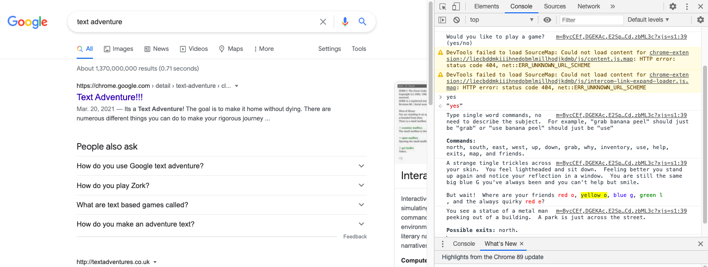 31. Aventura de texto-Developers Console