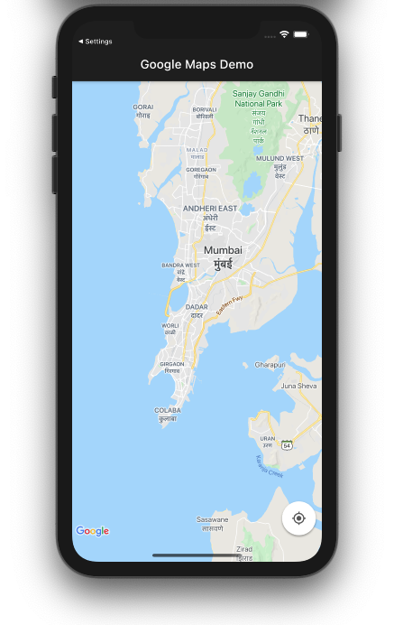 Widget do Google Maps App de demonstração Flutter