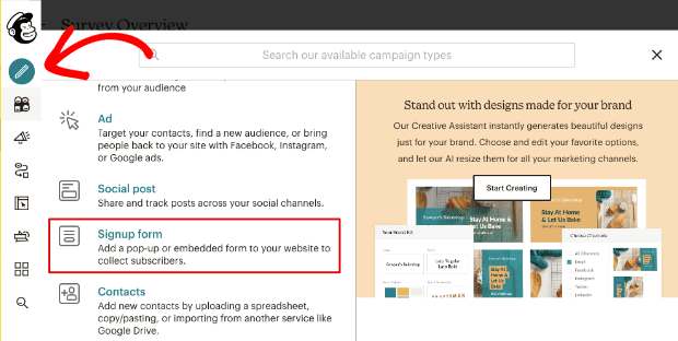 Criar formulário de inscrição Mailchimp